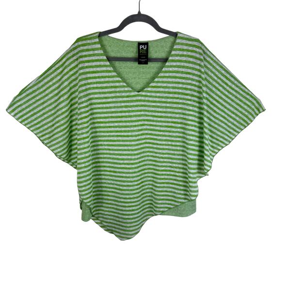 Pure Essence Urbanology Green Striped Lightweight Sweater Poncho Tank Under Sz S - Picture 1 of 5